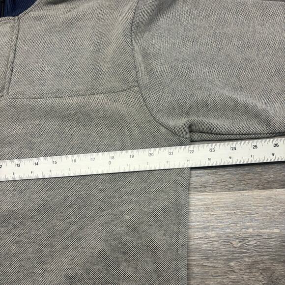 Orvis Gray Blue Orange Mens M 1/4 Zip Snap Mock Neck Pullover Signature Sweater‎ - Picture 6 of 10